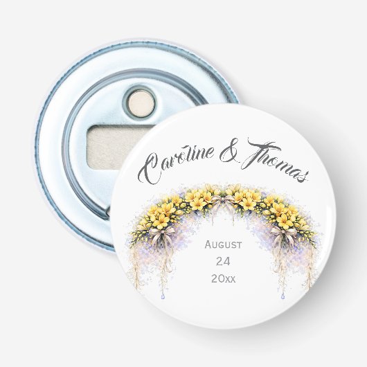 Décapsuleur Jaune Canari Freesia Florale Romantique Mariage (Devant)