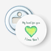 Je t'aime mignon Coeur Vert et Bleu Anniversaire