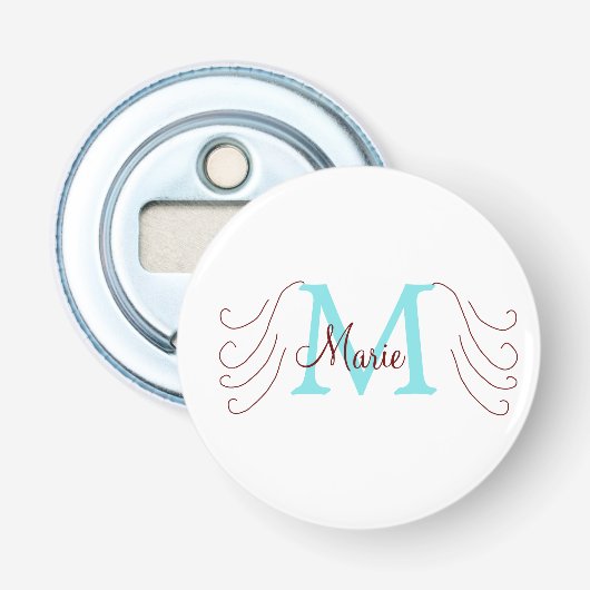 Décapsuleur jeté simple minimal ajouter nom monogramme rose ro (Devant)