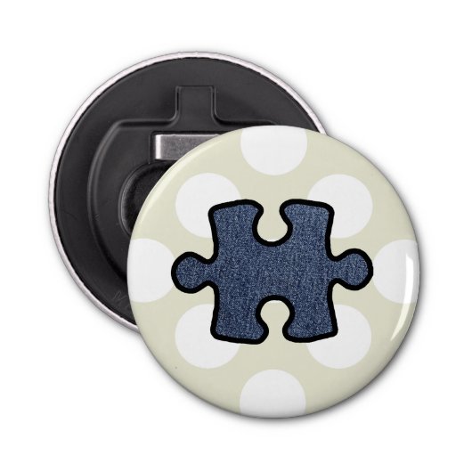 Décapsuleur Jigsaw Puzzle, Puzzle Piece, Blue Denim, Jeans (Devant)