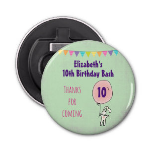 Décapsuleur Joli Lapin tenant un ballon Anniversaire