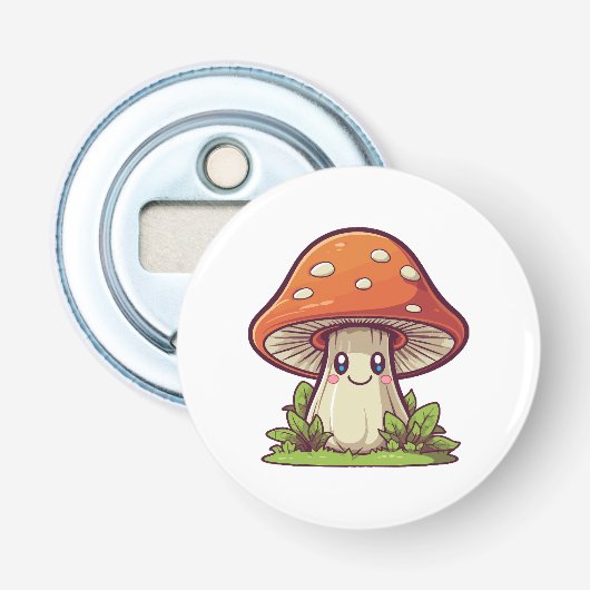 Décapsuleur Joli style kawaii, Cueillette de champignons (Devant)