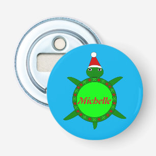 Décapsuleur Jolie tortue de Noël avec coquille de fleurs perso