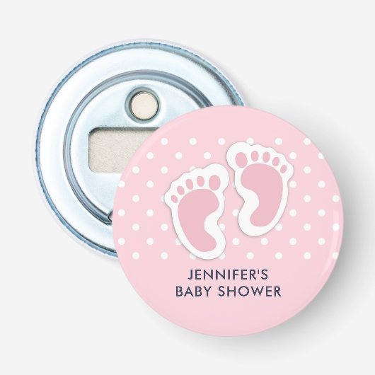 Décapsuleur Jolies empreintes de pieds de bébé rose (Devant)
