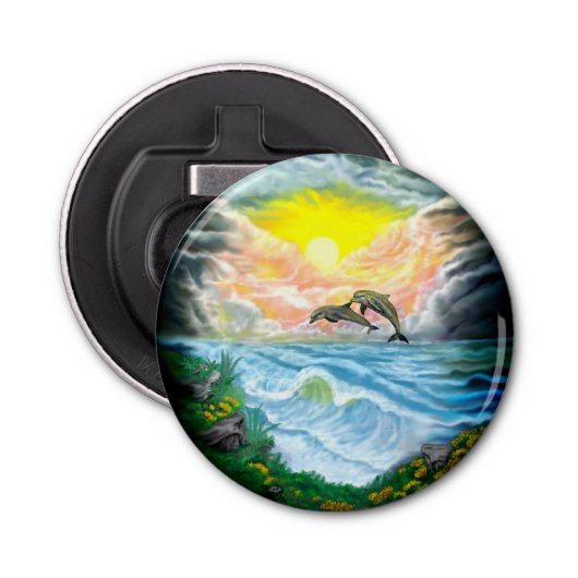 Décapsuleur Jouer aux dauphins sous le soleil (Devant)