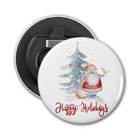 Décapsuleur Joyeuses Fêtes, Pin du Père Noël (Devant)