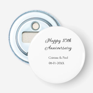 Décapsuleur Joyeux 10e anniversaire simple nom de mariage mini