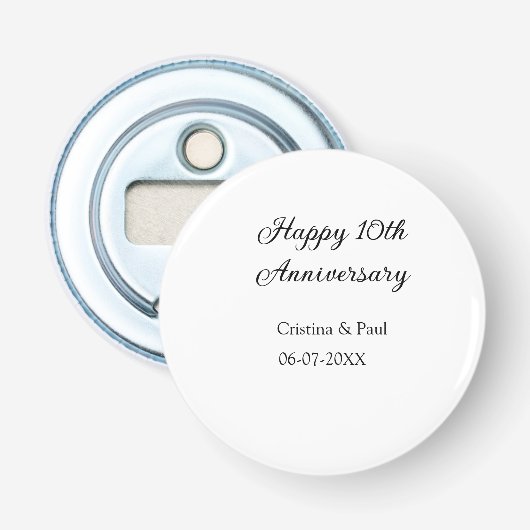 Décapsuleur Joyeux 10e anniversaire simple nom de mariage mini (Devant)