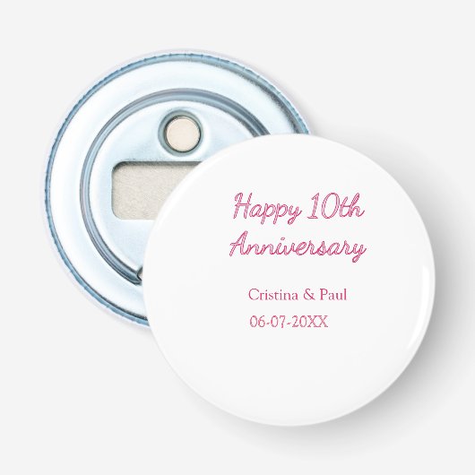 Décapsuleur Joyeux 10ème anniversaire de mariage simple nom mi (Devant)