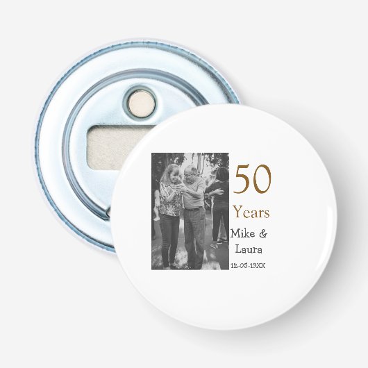 Décapsuleur Joyeux 50e anniversaire ajoutez nom du couple date (Devant)