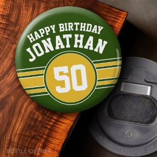 Décapsuleur Joyeux Anniversaire Sports Stripes avec Age Gold G
