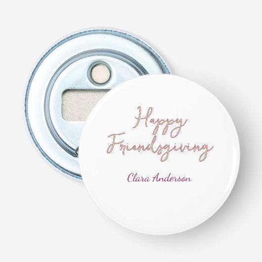 Décapsuleur  Joyeux friendsgiving rose vert nom date stylé  (Devant)