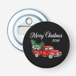 Décapsuleur Joyeux Noël Arbre Date Vintage Camion Rouge Noir