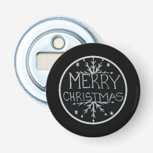 Décapsuleur Joyeux Noël noir main blanche peint neige uniq