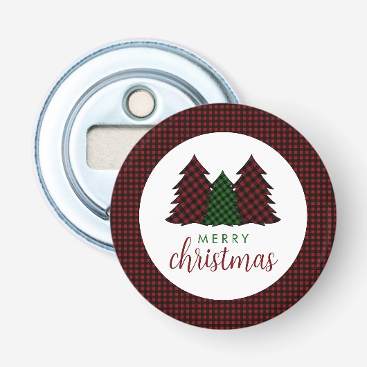 Décapsuleur Joyeux Noël Plaid Arbre de Noël Motif (Devant)