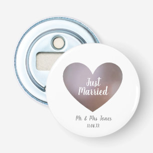 Décapsuleur Juste marié perle et coeur violet keyring