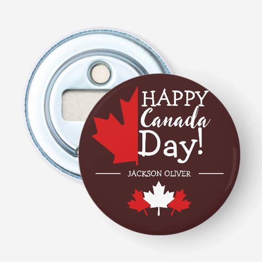 Décapsuleur La Feuille d'érable du Canada, Joyeuse fête du Can (Devant)