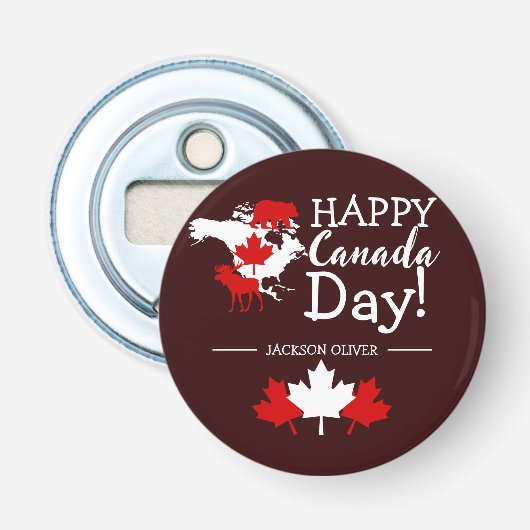 Décapsuleur La Feuille d'érable du Canada, Joyeuse fête du Can (Devant)