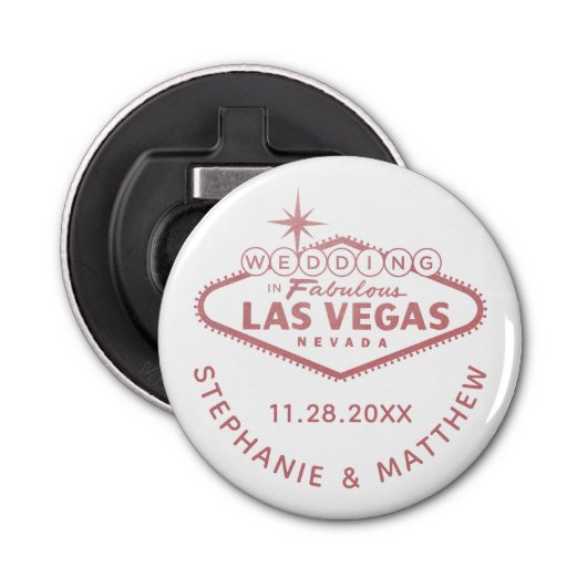 Décapsuleur Las Vegas Mariage Date Favoriser le rose magnétiqu (Devant)