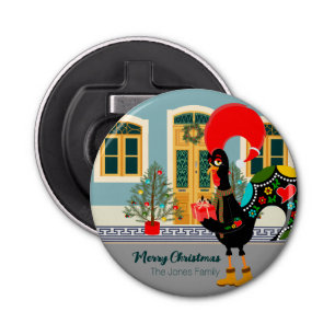 Décapsuleur Le coq portugais avec un cadeau de Noël