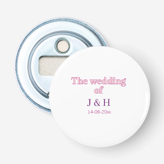 Décapsuleur Le mariage du couple nom initiale lettre date (Devant)
