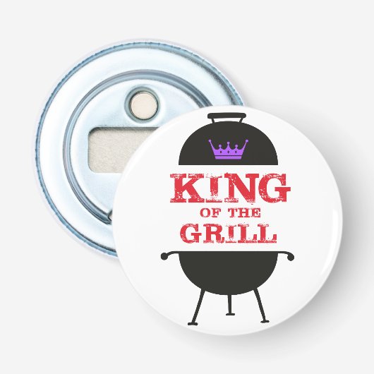 Décapsuleur Le Roi Du Grill, Noir Violet Couronne Rouge (Devant)