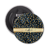 Décapsuleur Léopard Motif bleu or Monogramme (Devant)