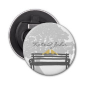 Décapsuleur Les oiseaux sur un Mariage de banc de parc (Devant)