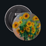 Décapsuleur Les tournesols de Monet<br><div class="desc">Bottle Opener avec la peinture à l’huile de Claude Monet Bouquet of Sunflowers (1881). Beaux tournesols dans un vase bleu au-dessus d'une table rouge. Un grand cadeau pour les amateurs d'impressionnisme et d'art français.</div>