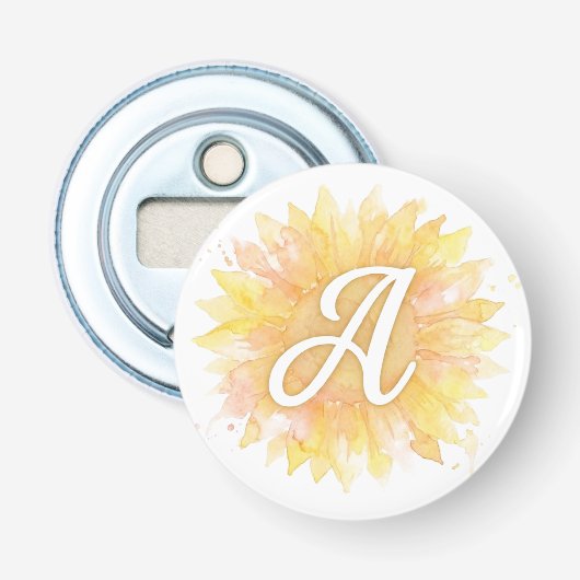 Décapsuleur Lettre A Tournesol Prénom Monogramme Initiale  (Devant)