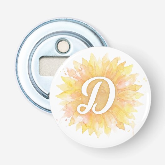 Décapsuleur Lettre D Tournesol Monogramme Initial Nom  (Devant)