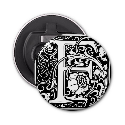 Décapsuleur Lettre F Monogramme médiéval Art Nouveau (Devant)