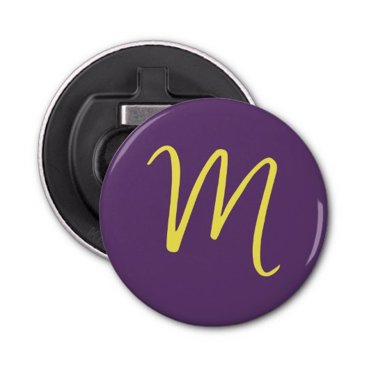 Décapsuleur Lettre initiale Monogramme élégant Indigo jaune (Devant)