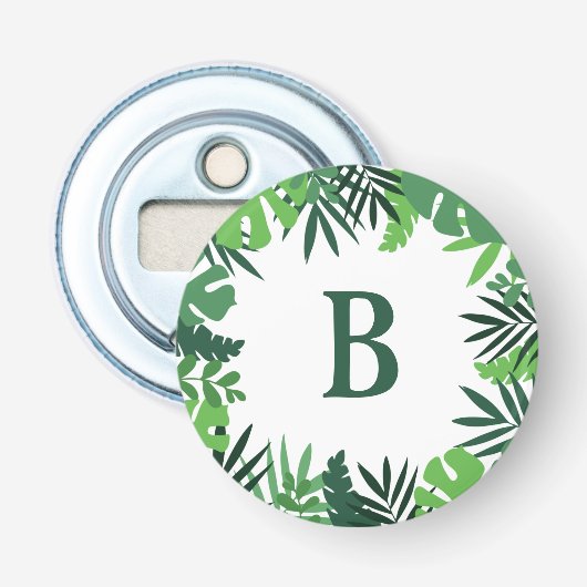Décapsuleur Lettre monogramme vert palmier tropical feuille fl (Devant)