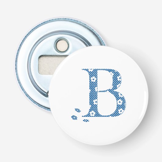 Décapsuleur LETTRE Motif Fleur B (bleu) (Devant)
