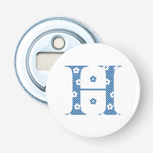 Décapsuleur LETTRE Motif Fleur H (bleu) (Devant)