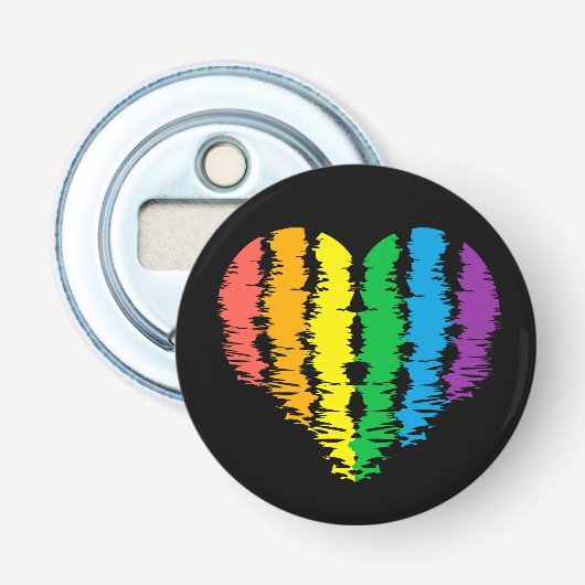 Décapsuleur LGBT+pride. Arc-en-ciel du coeur. (Devant)