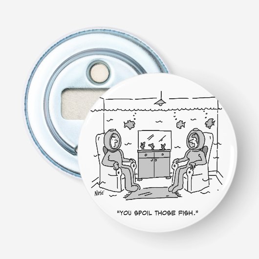 Décapsuleur L'Homme Gâche Son Poisson Tropical - Drôle Cartoon (Devant)