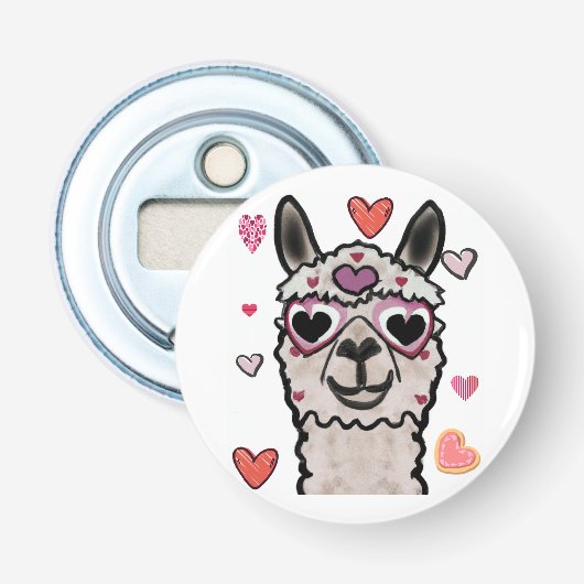 Décapsuleur Llama cool avec lunettes de coeur (Devant)