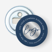 Décapsuleur Logo de l'entreprise Navy & Silver Cadeau d'entrep (Devant)