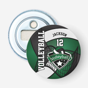 Décapsuleur Logo de volley-ball noir, vert foncé et blanc