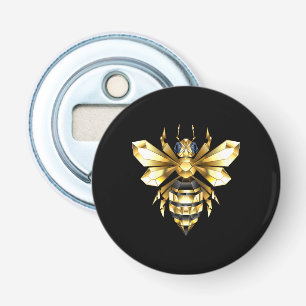 Décapsuleur Logo Faux Gold Foil Bee Polygonal sur Noir