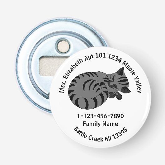 Décapsuleur Lost Grey Tabby Kitten Family Home Adresse (Devant)