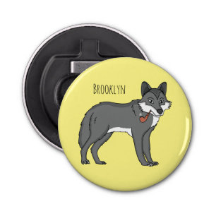 Décapsuleur Loup gris avec dessin animé en pipe