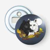 Décapsuleur Loups Blancs Noirs Clair de Lune Feuilles d'Automn (Devant)