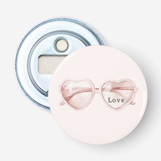 Décapsuleur Lunettes de cœur rose Amour (Devant)