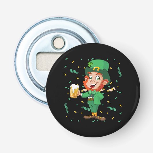 Décapsuleur Lutin buvant de la bière St. Patrick's Day (Devant)