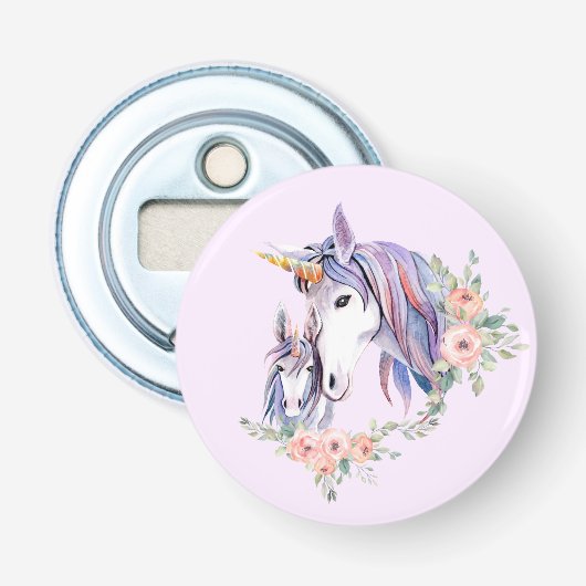 Décapsuleur Magique Unicorne maman & bébé aquarelle (Devant)