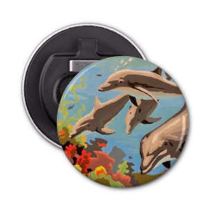 Décapsuleur Main Painted by Number   Dolphins  