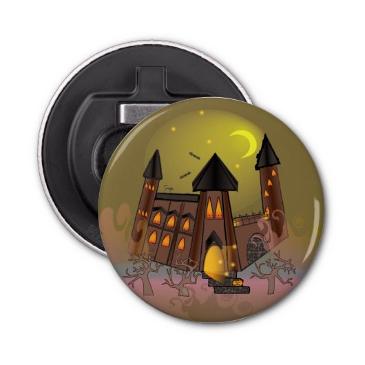 Décapsuleur Maison de sorcière éffrayante Halloween et château (Devant)